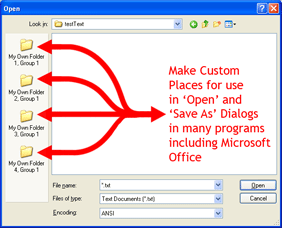 Windows Common Dialog Places with User Definable Groups